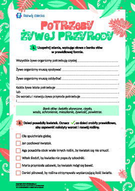 Uczymy się potrzeb żywej przyrody
