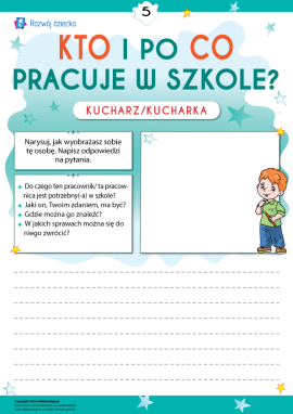 Zastanawiamy się, kto i po co pracuje w szkole. Kucharz/kucharka