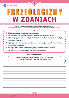 Wykorzystujemy frazeologizmy w zdaniach nr 1 (język polski)