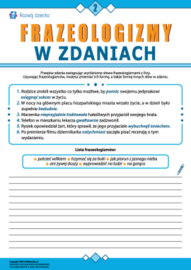 Wykorzystujemy frazeologizmy w zdaniach nr 2 (język polski)