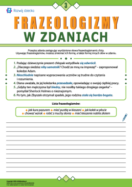 Wykorzystujemy frazeologizmy w zdaniach nr 3 (język polski)