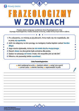 Wykorzystujemy frazeologizmy w zdaniach nr 4 (język polski)