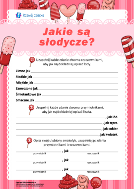 Opisujemy słodycze: uzupełniamy zdania