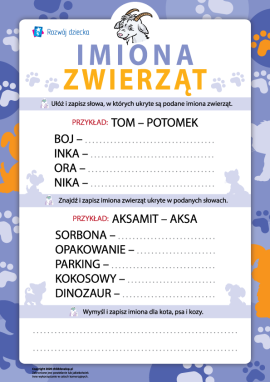 Imiona zwierząt: eksperymentujemy ze słowami
