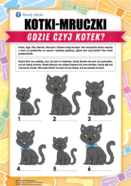 Logiczne zadanie: „Kotki-mruczki. Gdzie czyj kotek?”
